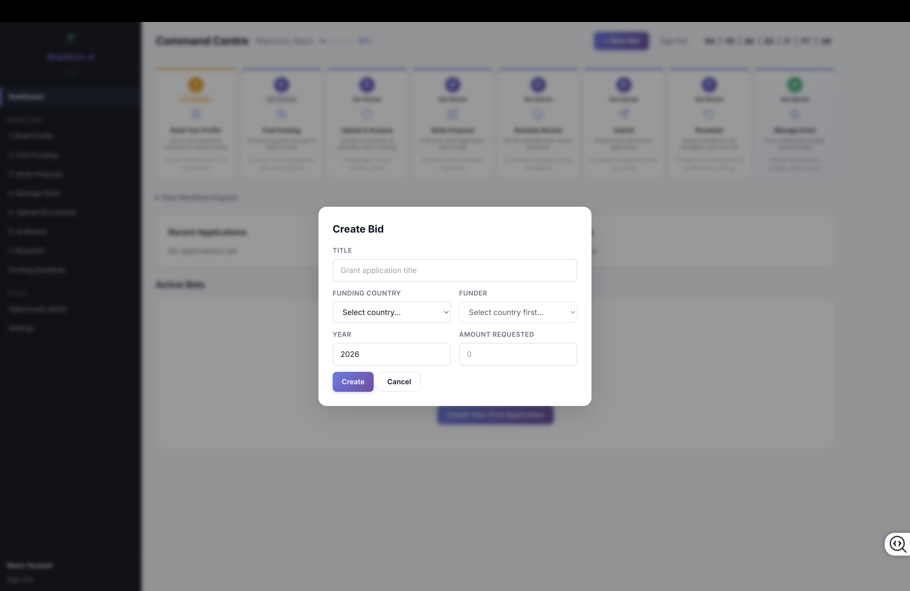 Create Application Modal